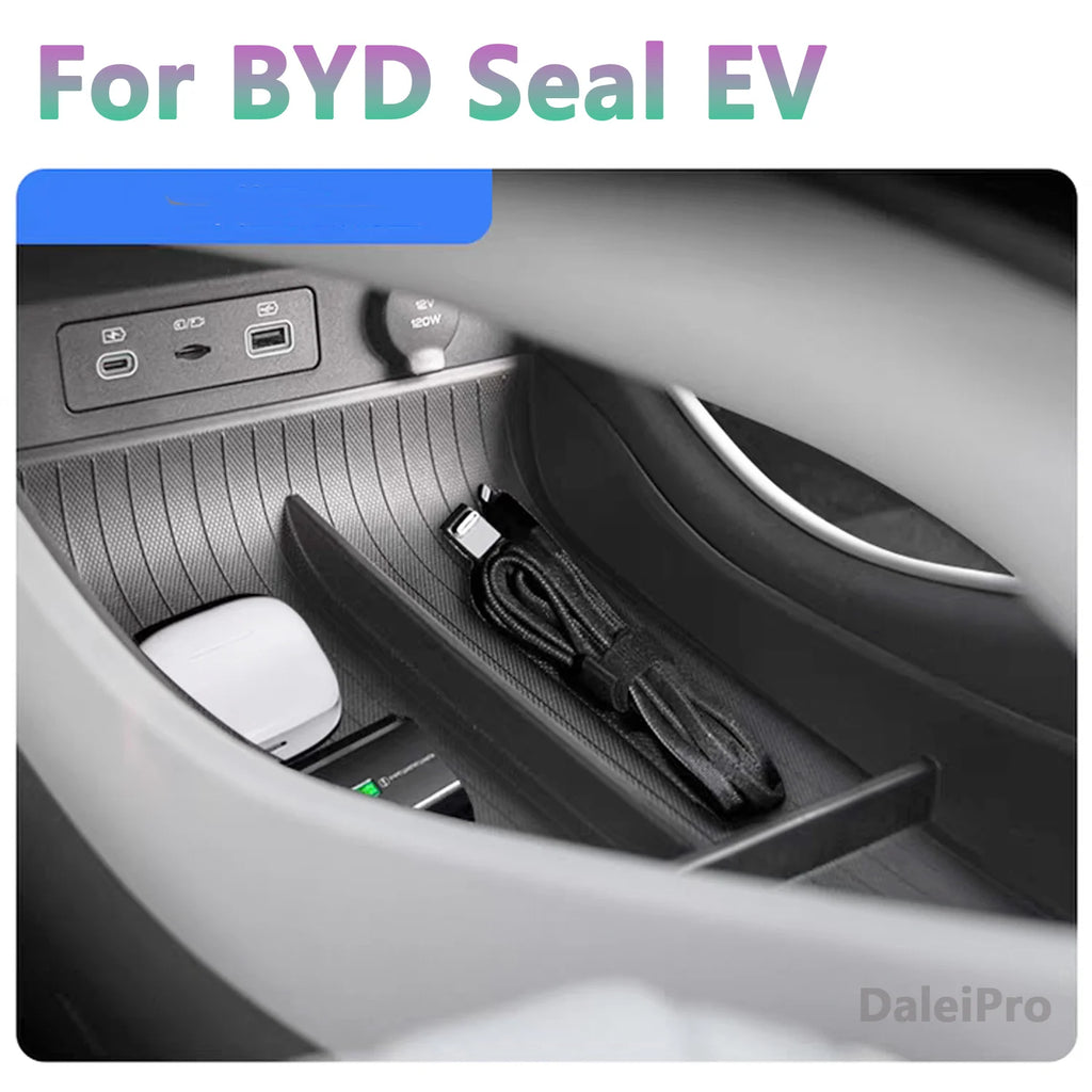 Car Center Console Organizer Tray For BYD Seal 2023 2024 Atto 4 EV Layered Storage Box Armrest Organizer Box TPE Car Accessories