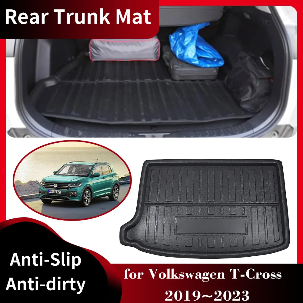 Car Rear Trunk Mat for Volkswagen VW T-Cross C11 R-Line LWB 2019~2023 Custom Luggage Liner Tray Pad Boot Carg Cover Accessorise