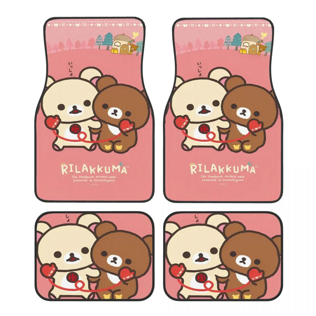Rilakkuma Car Floor Mats Carpet Set of 4 Anti-Slip Universal Automotive Floor Mat Fit for Mid Trucks