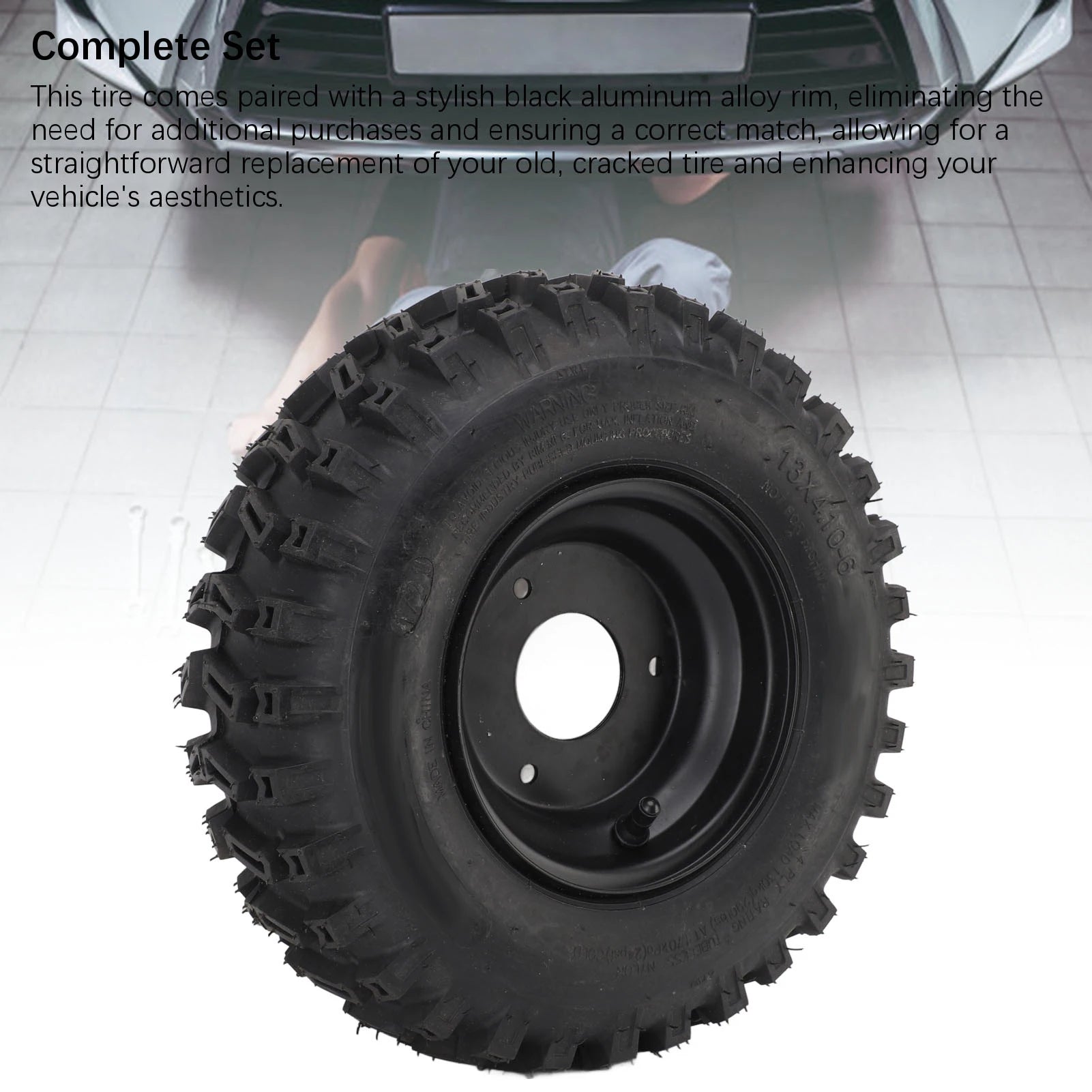 13x4.1-6 Tubeless Tire with Rim Excellent Traction 6 Inch Tubeless Tire Vacuum Improve Vehicle Handling for Go Kart  Cart