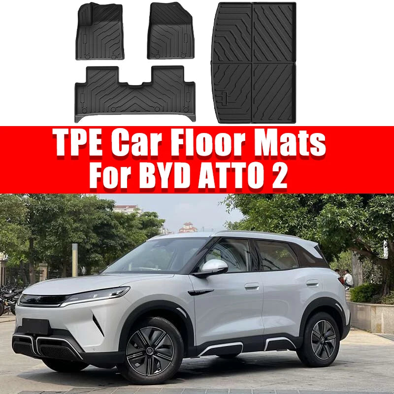 Car Floor Mats for BYD ATTO 2 Yuan UP 2024-2025 All-weather TPE Waterproof and Non-slip Trunk Liner Automotive Interior Parts