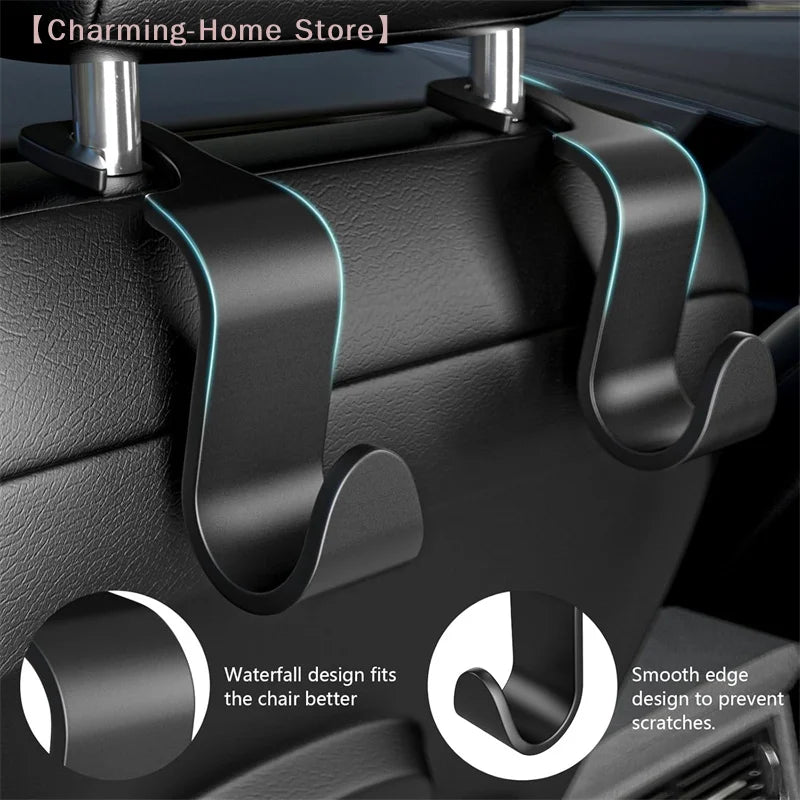 【M】Car Seat Back Hook, Car Headrest Hook, Car Accessories For Interior, Plastic Black Hook