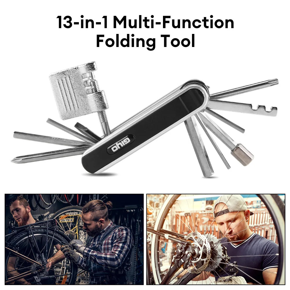 13 in 1 Bicycle Repair Tools Kit Portable MTB Road Bike Maintenance Tool Set Hex Spoke Screwdrivers Tyre Lever Allen Wrench