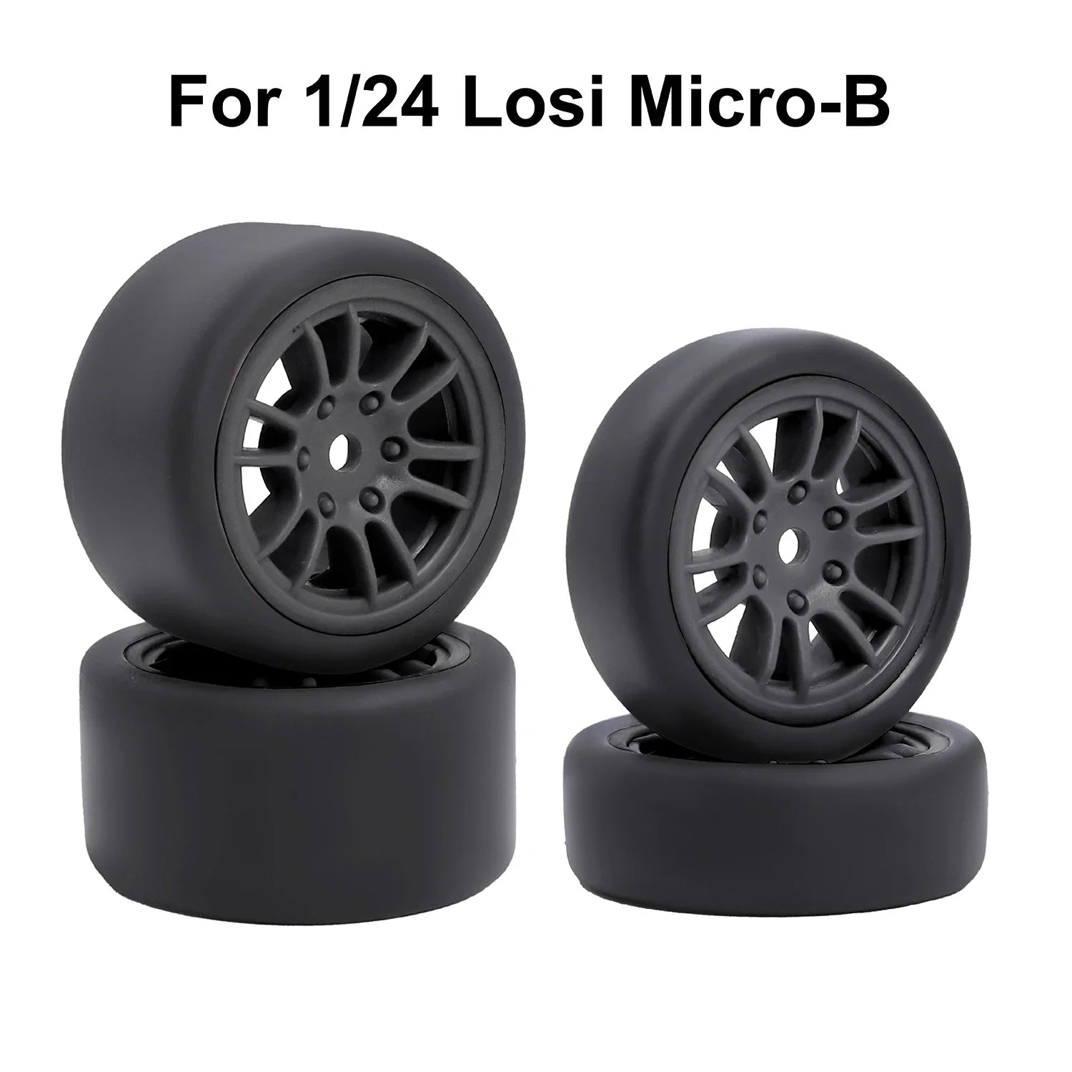 For 1/24 LOSI Micro-B On-Road Drift Racing Wheel Rims Hub with Tires Pre-mounted Pin For 1/28 Losi Micro-T WLtoys 244016