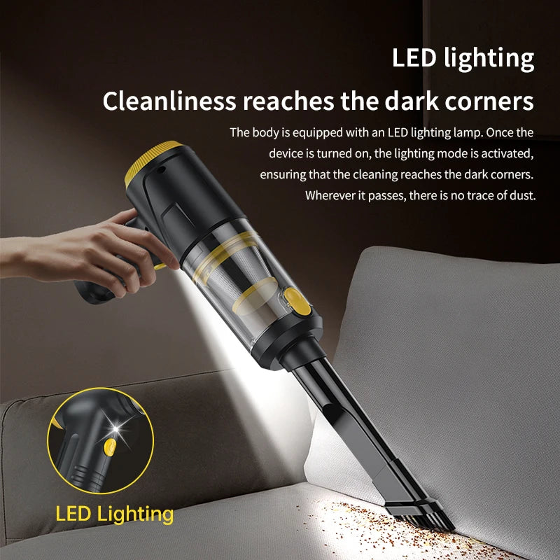 Wireless Vacuum Cleaner USB Chargin、 Blow、Suction、Pump、Inflate 4in1，1 Key to Pour Dust Cordless Portable Car Vacuum Cleaner
