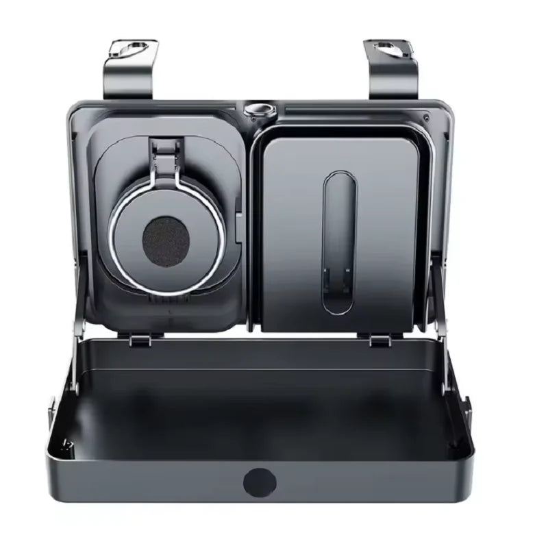 Car Backseat Organizer with Foldable Tray Dual Cup Holders Large Storage Space Easy to Install Vehicle Seat Back Accessories