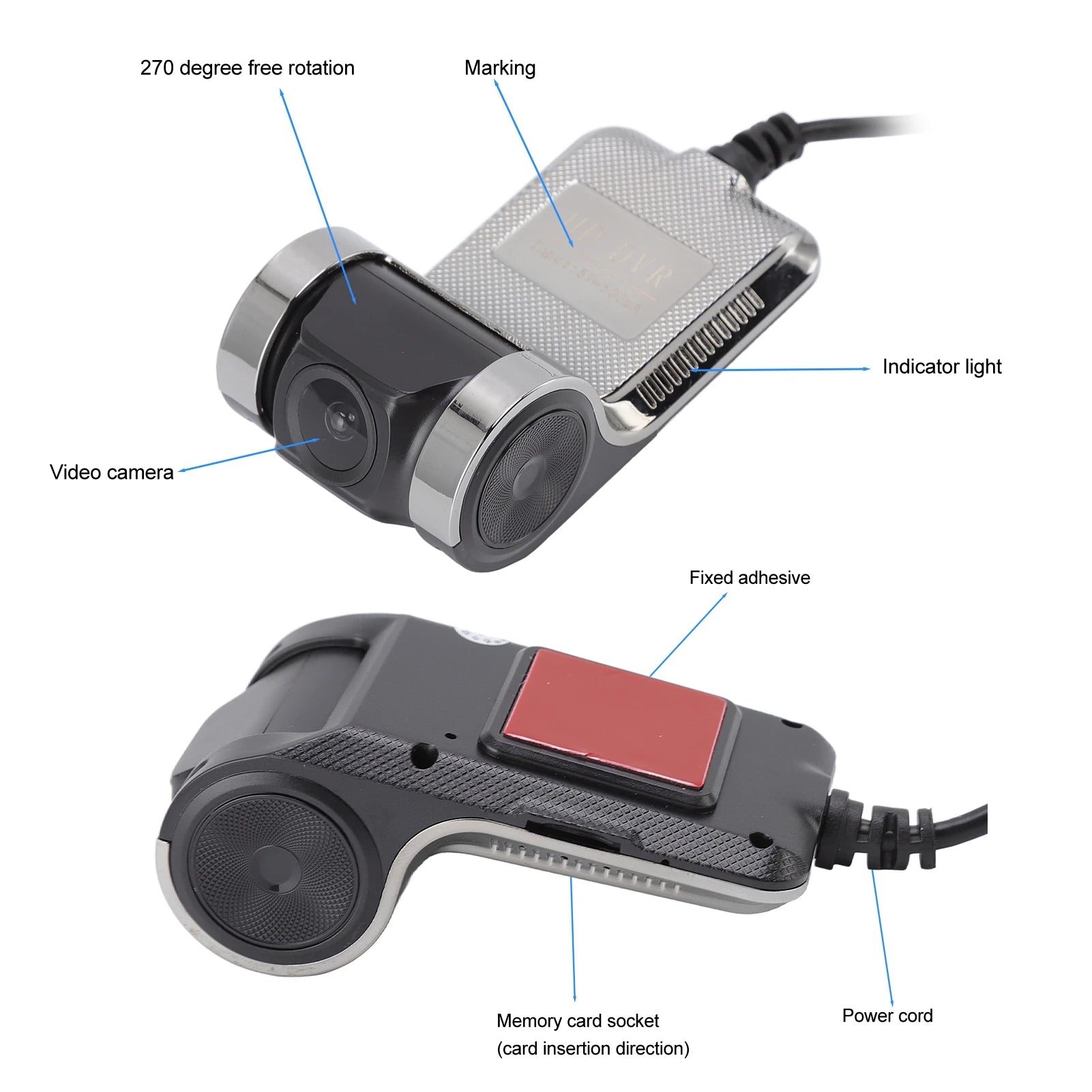 Car DVR Car Dash Camera HD Night Vision Loop Recording Motion Detection USB DVR Driving Recorder with ADAS USB Car Dash Camera