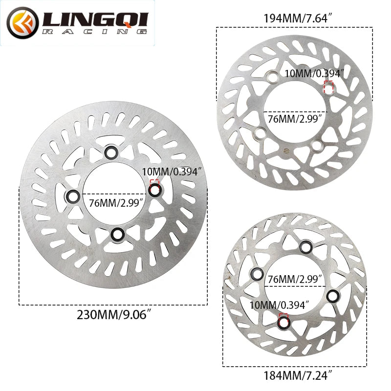 LINGQI RACING Motorcycle 185mm 195mm 230mm Steel Front Rear Wheel Disc Brake Disk Rotor Plate For Dirt Pit Bike Off Road CRF