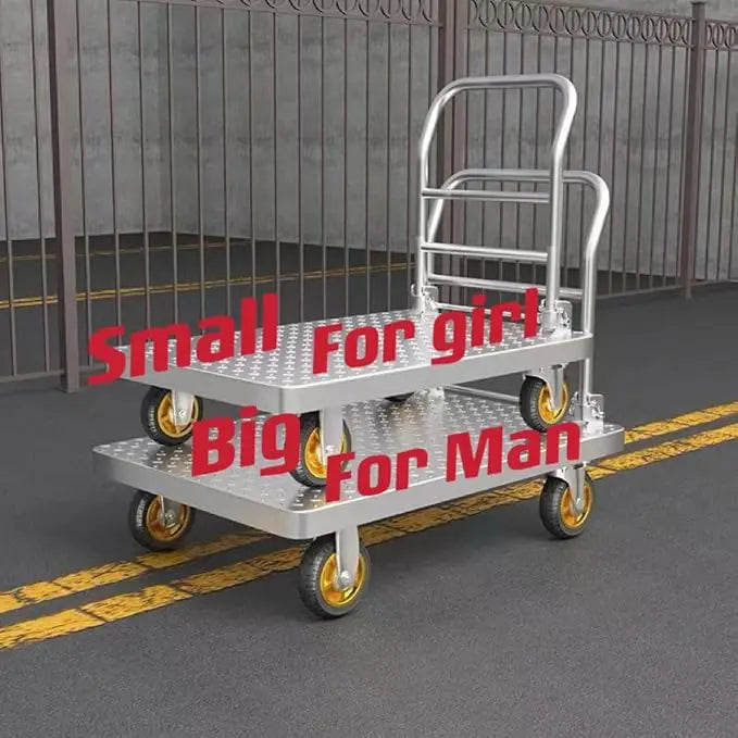 Durable 500kg Metal Flatbed Hand Truck Carts Silent Foldable Platform Trolley Four-Wheel For Carrying OEM Customizable Mesh