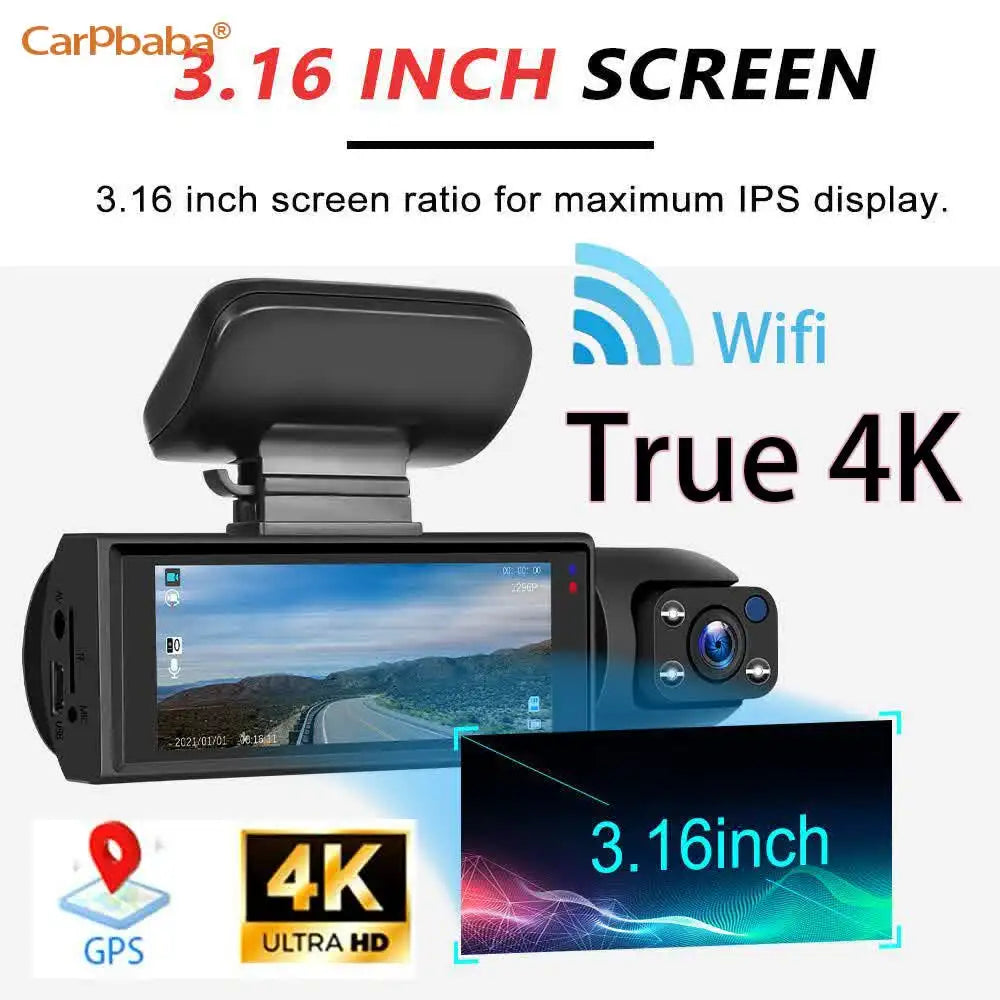 4K+1080P+1080P HD WiFi Dash Cam for Car DVR Camera Video Recorder Auto Night Vision WDR Voice Control Wireless 24H Parking Mode