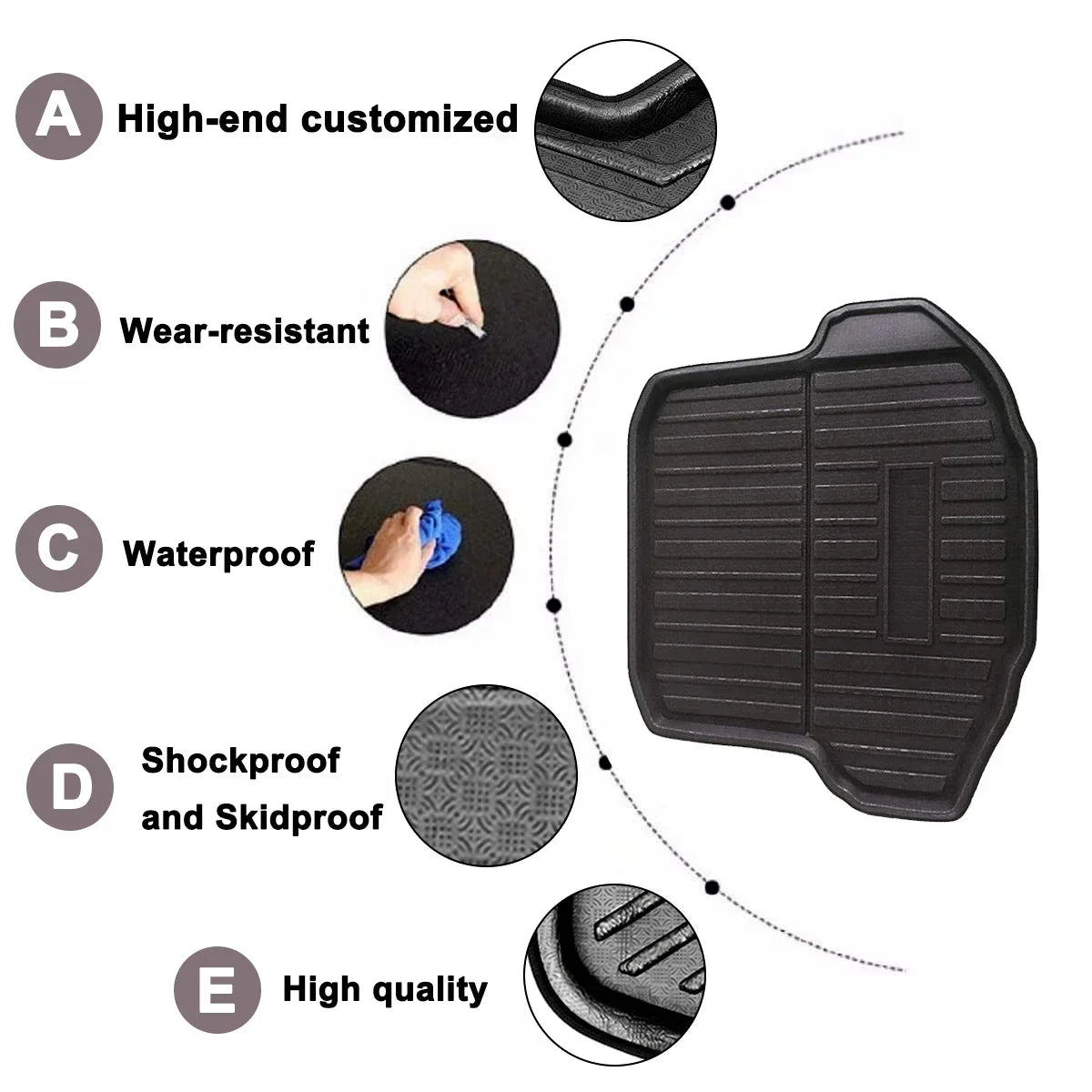 For VW Jetta 2019 For Volkswagen Tray Rear Trunk Cover Matt Car Cargo Liner Boot Mat Floor Carpet Kick Pad Mat