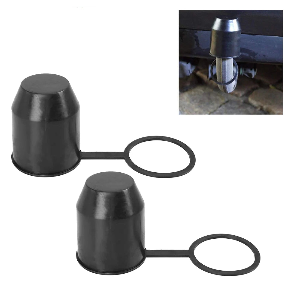 Universal 2Pcs Trailer Hitch Ball Tow Bar Cover Protection Cap For Caravan Truck Plastic Cover For 50mm Ball Heads Exterior Part