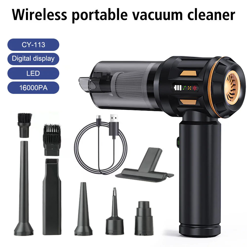 4 In 1 Strong Blowing/Suction Car Vacuum Cleaner Handheld Vaccum Cleaners Wireless LED Indicator Quick Inflation Air Duster