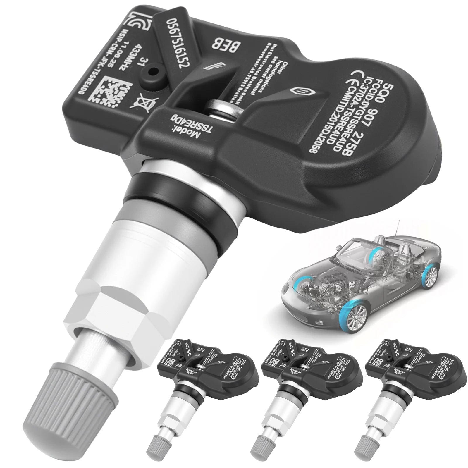 4X TPMS Tyre Pressure Sensor 5Q0907275B For Audi Q3 Q5 Q7 TT A6 A7 A8 A3 RS3 RS4 RS5 VW Passat Amarok Arteon Beetle Tiguan Golf