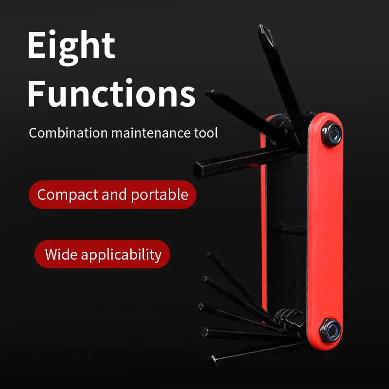 Bicycle Multi-Functional Combination Tool 8 in 1 Multi-functional Repair Tool Highway Bike Loading Folding Tool Repair Bike Hex