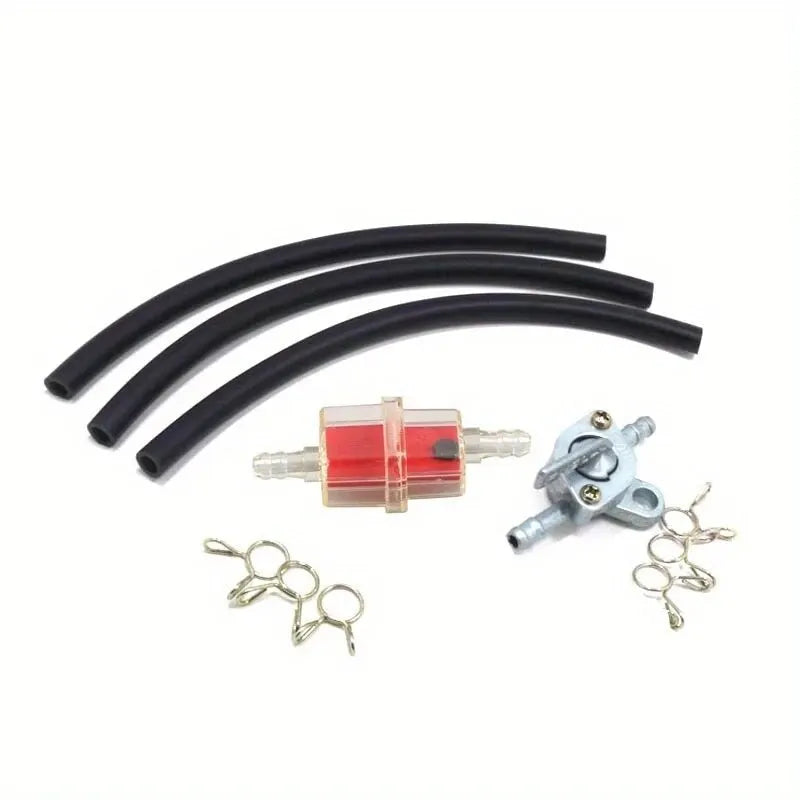 6MM Motorcycle Dirt Bike ATV Scooter Fuel Tank Petcock Valve Switch Inner Filter Gasoline Petrol Line Hose Tube Clips 50-200CC