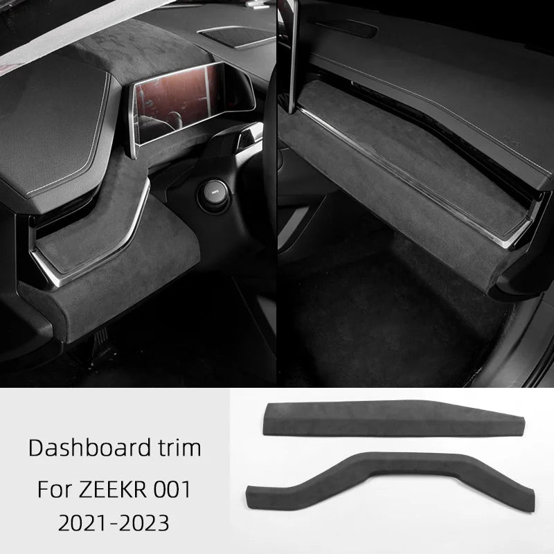 For ZEEKR 001 2021 2022 2023, A lcantara Car Interior Overlay Accessories Car Gear Shift Panel Armrest Lid Rear Air Outlet Frame
