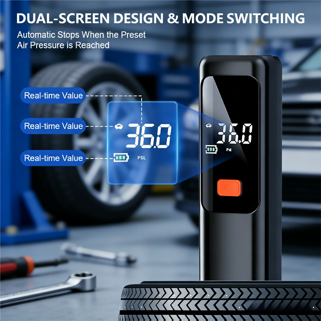 Wireless Portable 150PSI Tire Inflator Electric Air Pump Rechargeable Digital Pressure Gauge Auto Shutoff LED Light for Car Bike