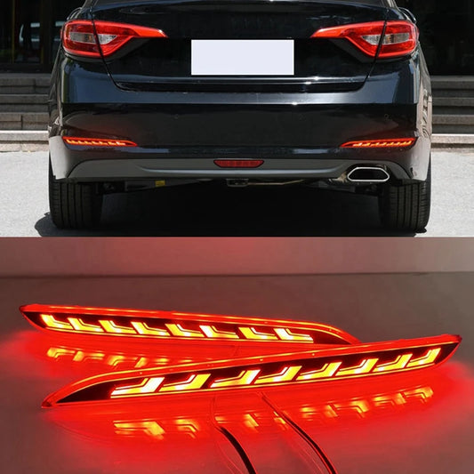 Car Rear Bumper Light LED Dynamic Turn Signal Lights Rear Warning Lamp Reflector For Hyundai Sonata 2015-2017