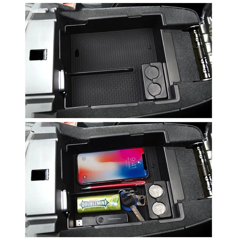 Car Organizer Box For Ford Explorer U502 MK5 2012 2013 2014 2015 2016 2017~2019 Central Armrest Storage Auto Goods Accessories