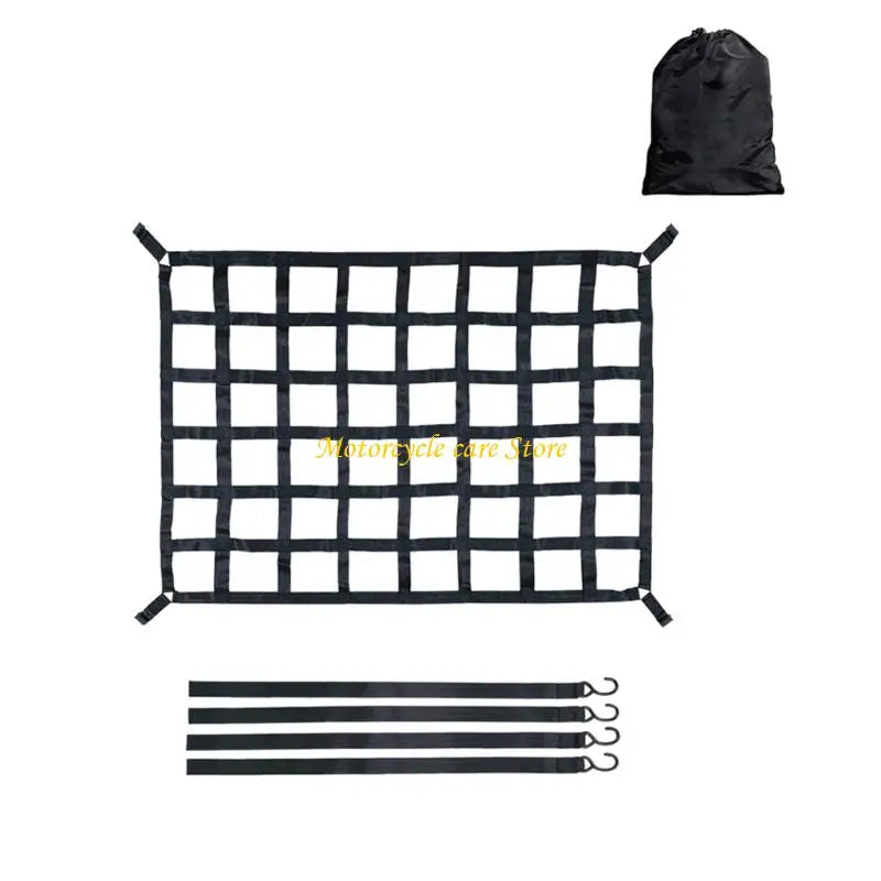 U75F Adjustable Truck Bed Storage Net Reinforced Edges S Hooks For SUVs Pickup Cargo Safety