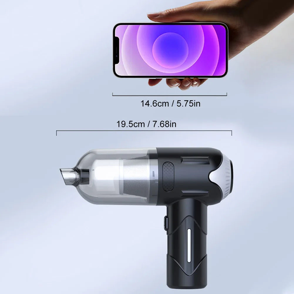 Mini Portable Vacuum Cleaner Rechargeable 12000PA High Power Cordless Handheld Vacuum Air Duster with HEPA Filter for Car Home