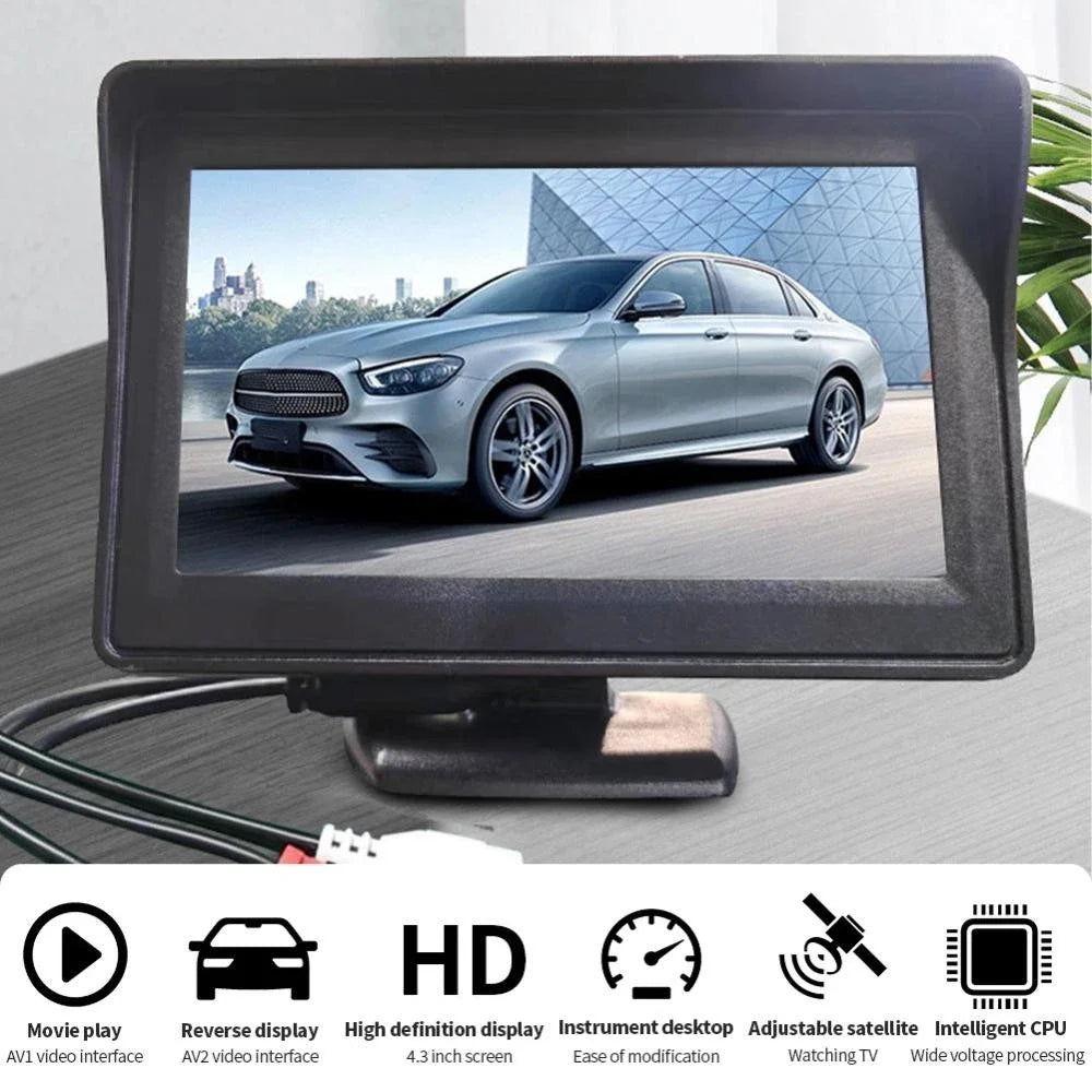 Car monitor 4.3-inch screen, used for rear-view reversing camera TFT 12LCD display high-definition digital color 4.3-inch.