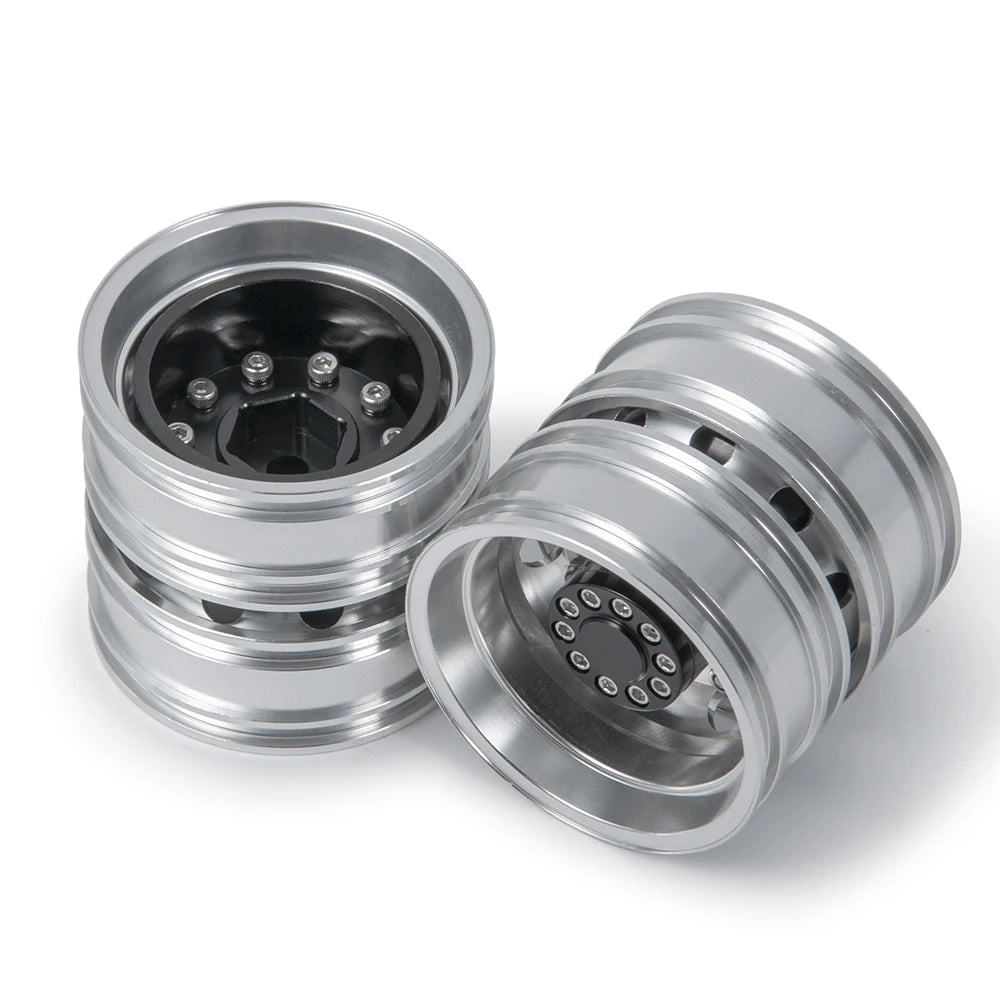 AXSPEED 4PCS Front Rear Wheel Rim Hubs Rubber Tyres with Foam Inserts for 1/14 Tamiya Truck Trailer Tractor RC Car Tires