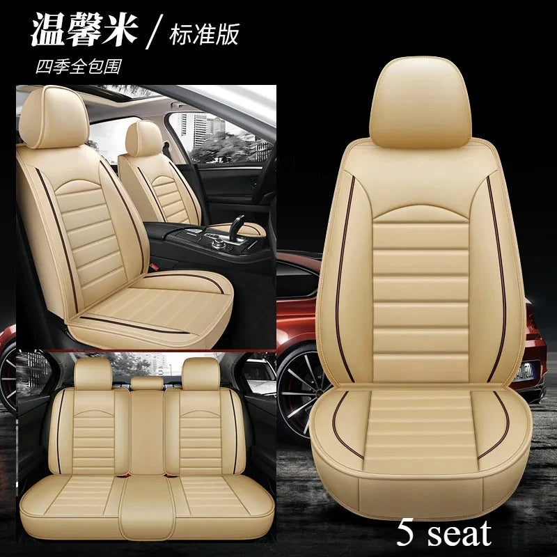 All Season Genuine Leather Full Coverage 5-Seater Car Seat Covers Summer Ready Universal Fit for Cars SUVs Trucks Premium Auto