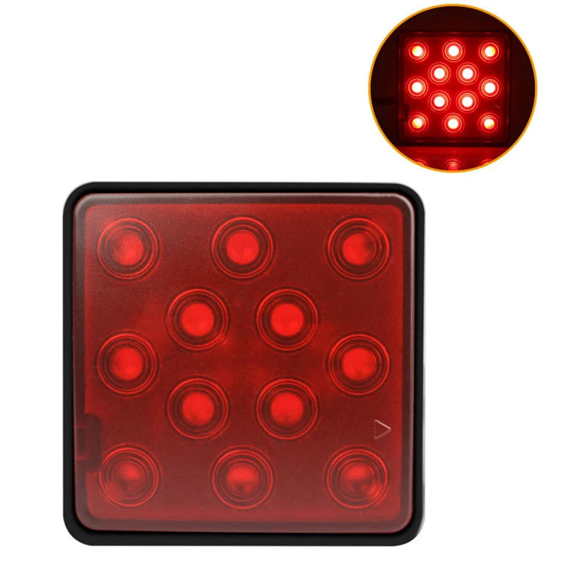 LED Car Red Brake Light DRL Trailer Truck Hitch Cover Fit 2" Towing Hauling Rear Tail Strobe Light Waterproof Taillight