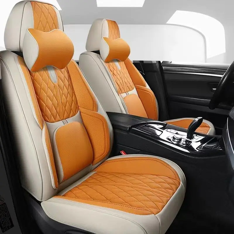 Universal Car Seat Covers Full Covered Durable Nappa Leather Seat Cushion for 90% Sedan SUV  Include Front and Rear Cover