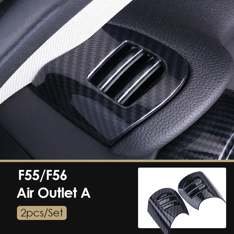 AMBERMILE for Mini Cooper F56 Accessories Car Interior Carbon Fiber Texture Console Air Outlet Door Speaker Handle Cover Trim