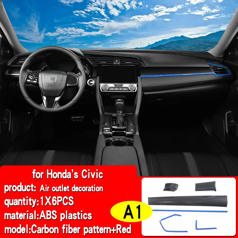Suitable for 10th generation Honda Civic 2016-2021 car interior decoration center console air outlet gear decoration accessories