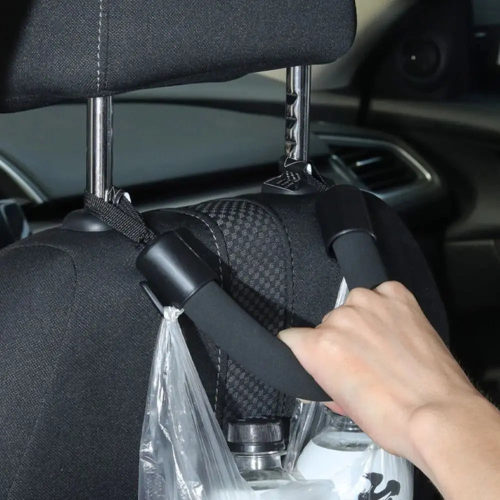 Car Seat Back Headrest Hanger Armrest Seat Grab Handle Holder Hook Black Soft Anti-Fall Safety Handle Handrail Auto Accessories