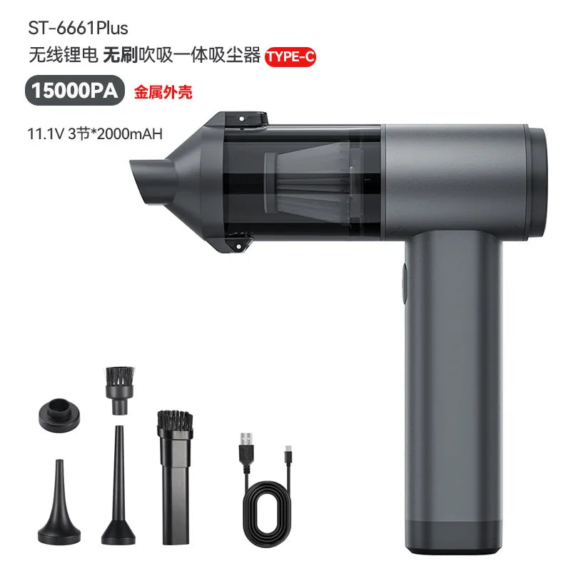 15000Pa Car Vacuum Cleaner Strong Suction Powerful Wireless Portable Car Cleaner for Home Appliance Air Blower Handheld Cordless