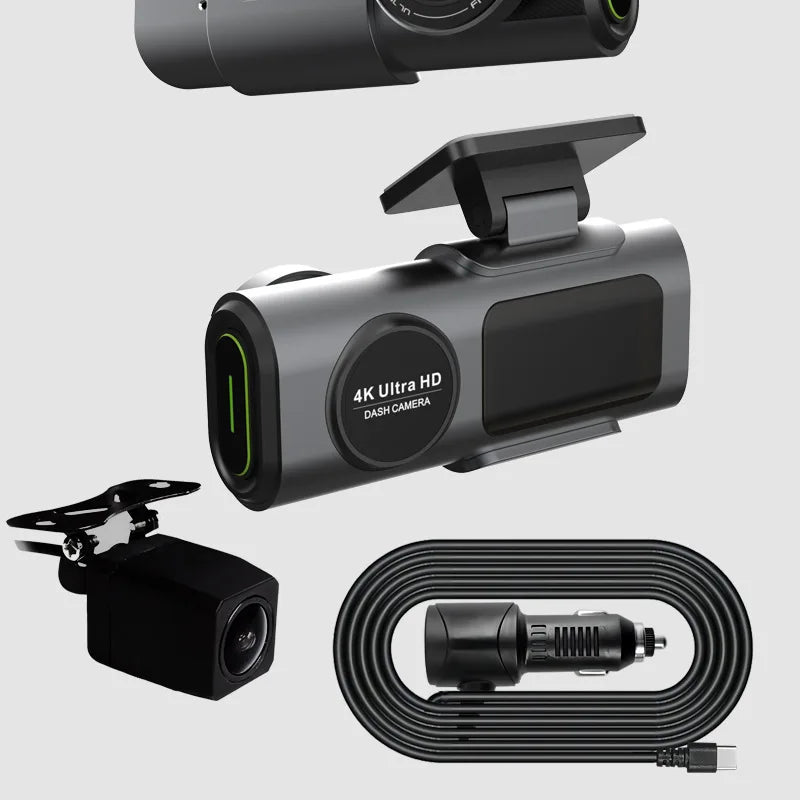 Dash Cam 4K UHD Recording Car Camera DVR Night Vision Video Recorder Built-In Wi-FiSupport GPS 24H Parking