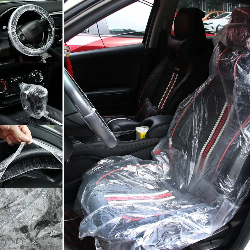 Universal 10/20/50pcs Car Steering Wheel Cover Seat Cover Car Lever Cover For Disposable Plastic Covers