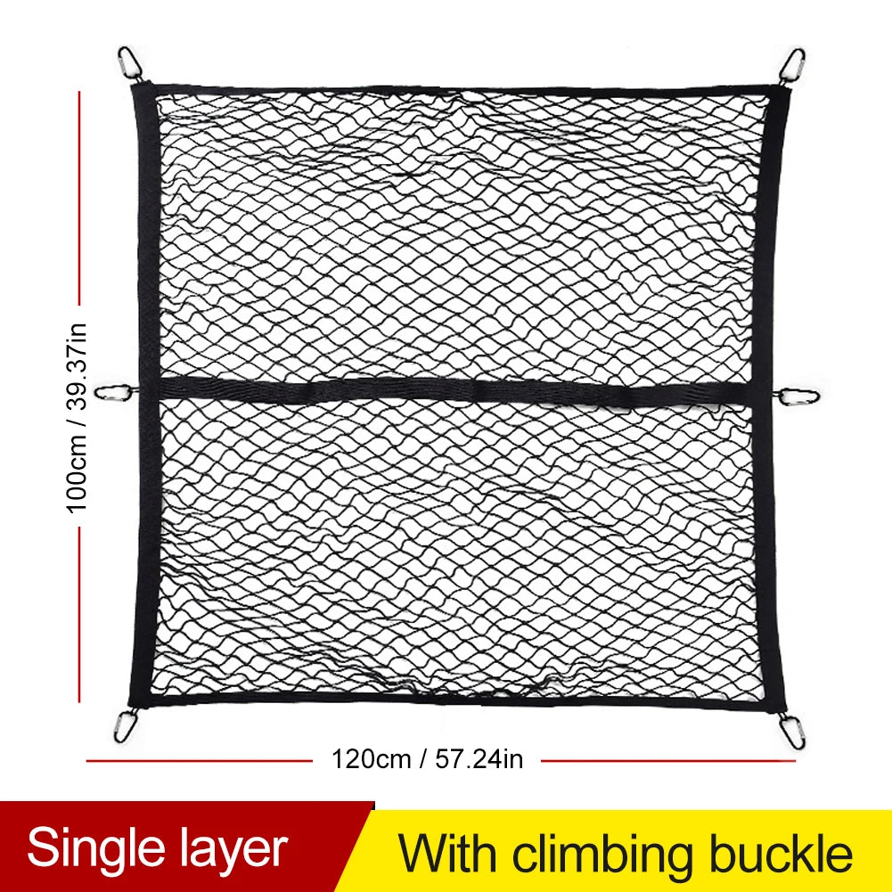 High Elastic Cargo Net for Pickup Truck Bed 4'x4' Stretch to 7'x7' Double Layer Bungee Net Mesh for Ford F150 SVT Raptor Tundra