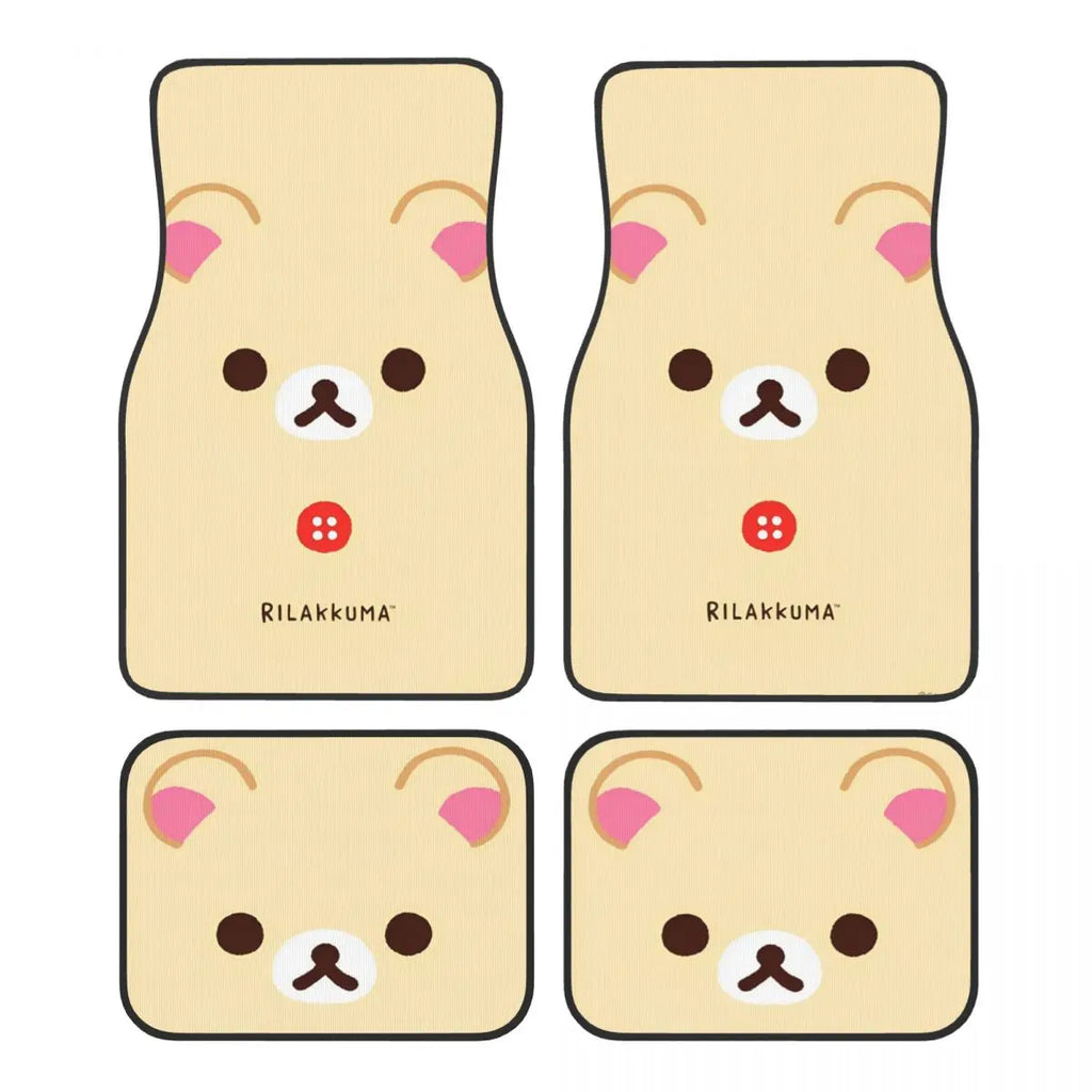 Rilakkuma Car Floor Mats Carpet Set of 4 Anti-Slip Universal Automotive Floor Mat Fit for Mid Trucks