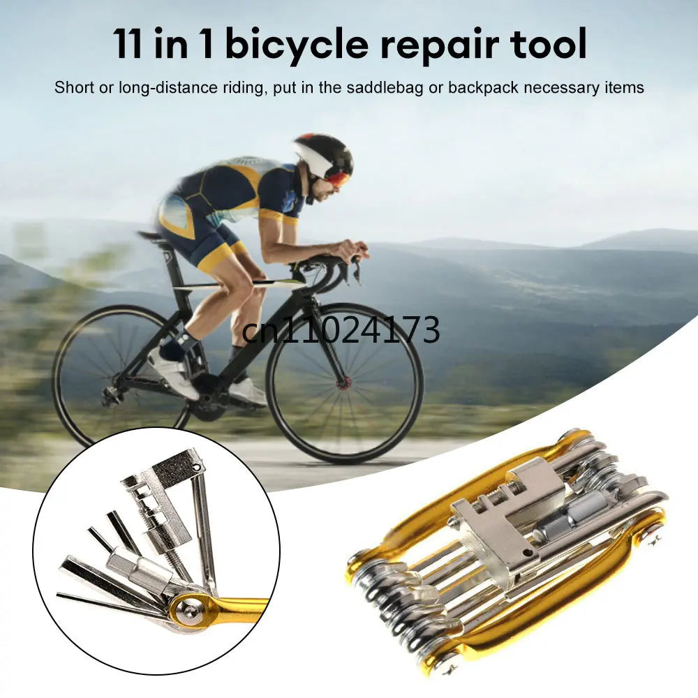 11 in 1 Bicycle Repair Tool Kit Mountain Bike Wrench Screwdriver Chain Hex Spoke Multifunction Bicycle Repair Set Cycling Tool