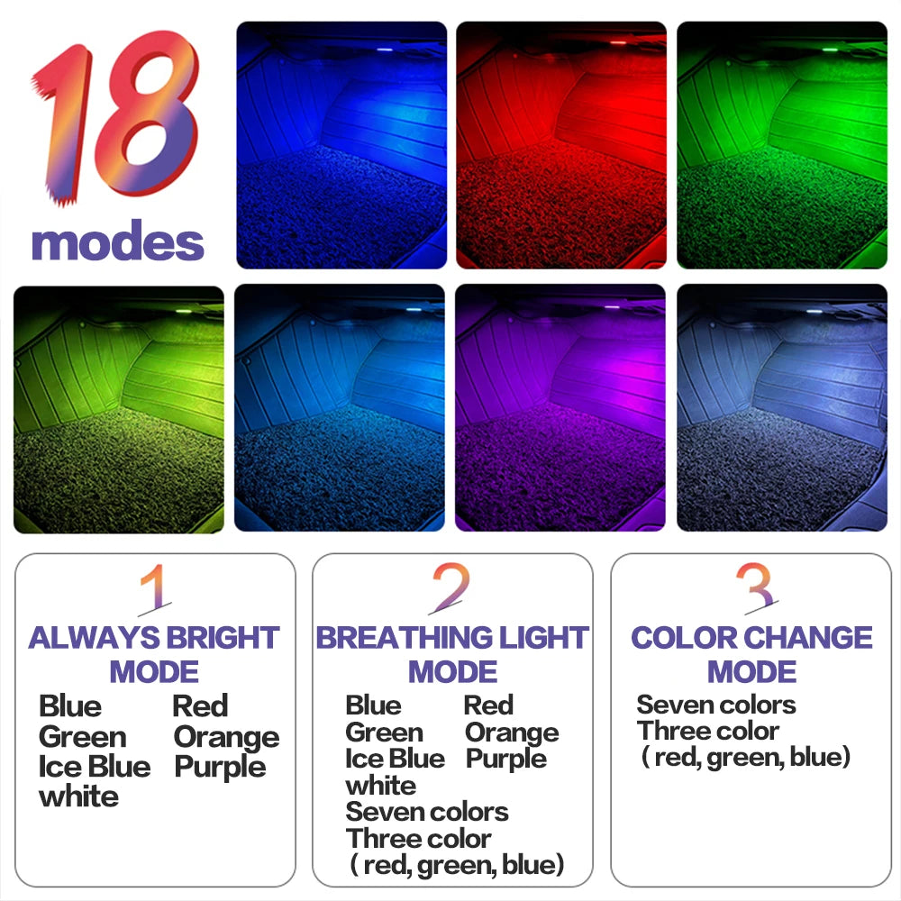 LED Car Interior Decoration Footwell Light Bulbs Atmosphere Lamp Accessories For AUDI Q3 Q5 Q7 Q8 A1 A3 A4 A5 A6 C6 C7 C8 A7 A8