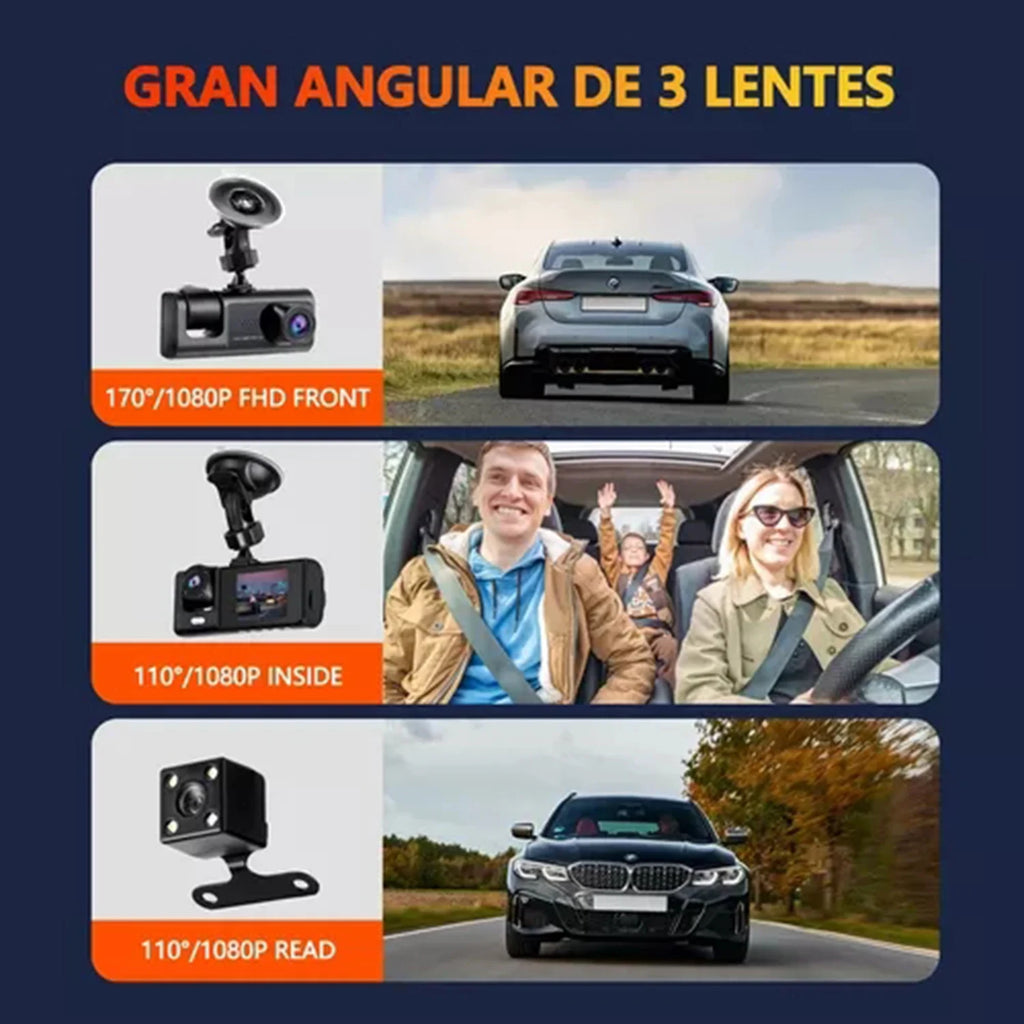 Car DVR S1 2"Screen HD 1080P 3 Cameras+WiFi Front/Rear/In car Inside Vehicle Dash CamThree Way Camera Dashcam Camcorder Recorder