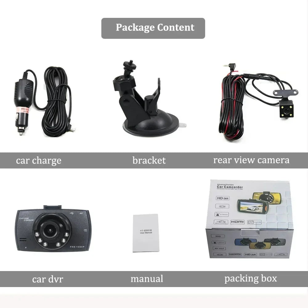 G30 Car DVR Dash Cam Full HD 1080P 140 Degree Dashcam Driving Recorder Cycle Recording Night Vision Wide Angle Video Camera