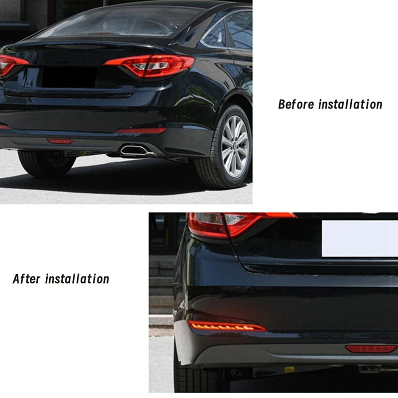 Car Rear Bumper Light LED Dynamic Turn Signal Lights Rear Warning Lamp Reflector For Hyundai Sonata 2015-2017