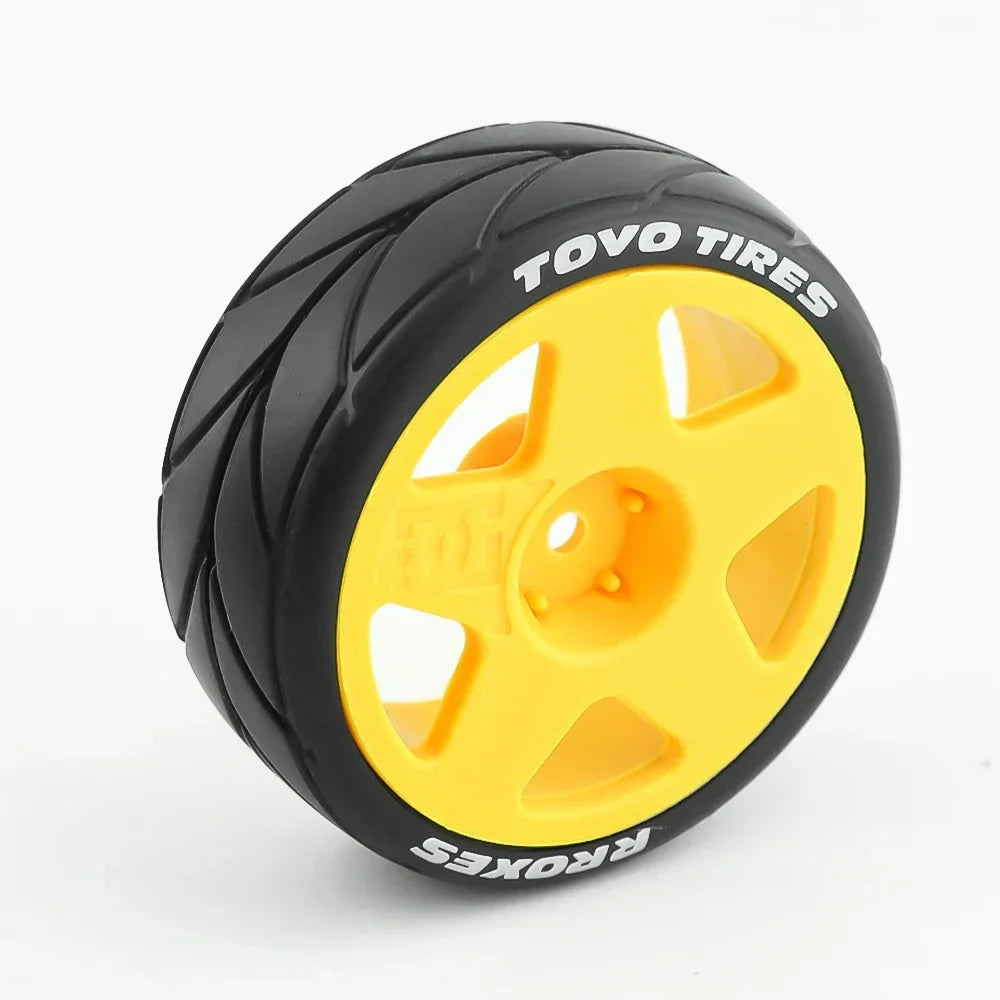 4pcs 65mm Rubber Tire Wheel Tyre 12mm Hex for Tamiya TT01 TT01E TT02 TT02B XV01 TA06 PTG-2 1/10 RC Racing Car Upgrades Parts