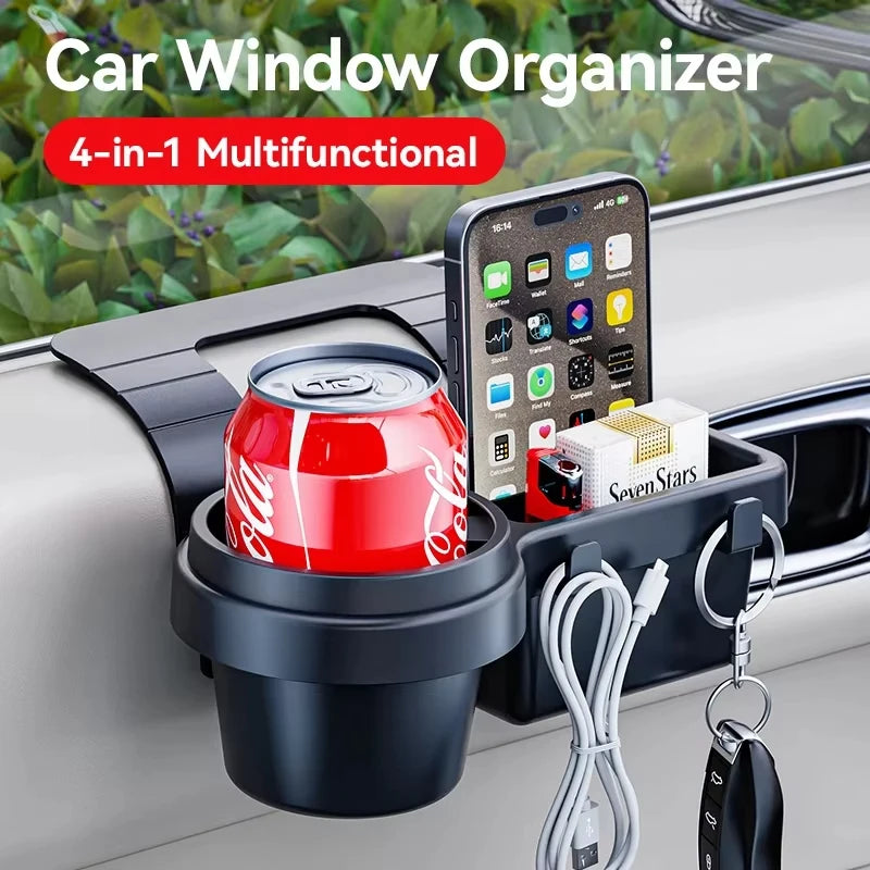 Car Door Side Multifunctional Storage Organizer Phone Holder Cup Holder for Keys Trash Vehicle Interior Pocket Organizer