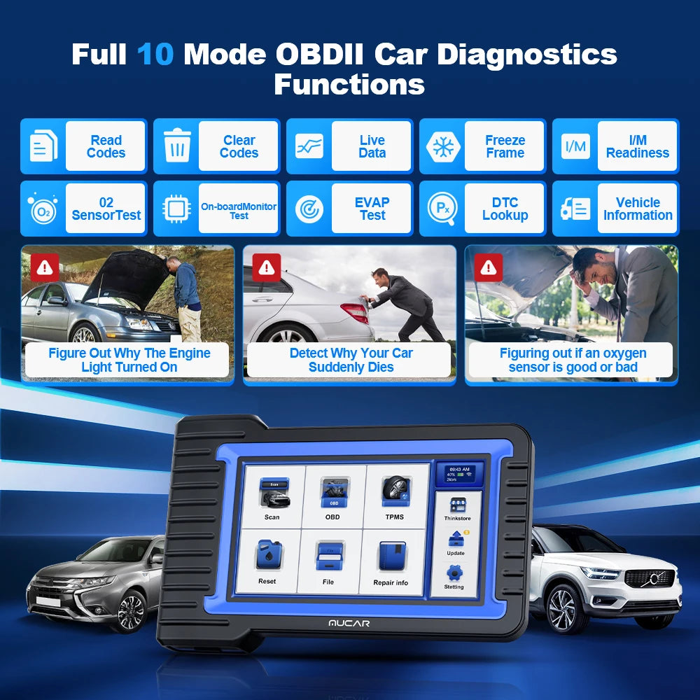 MUCAR VO7S  CANFD Car Diagnostic Tool Full Systems diagnosis 28 Resets Scan Tool Bi-Directional Contorls ECU Coding OBD2 Scanner