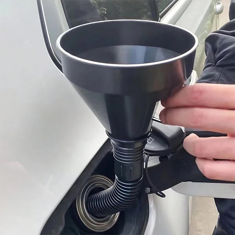 Universal Oil Funnel Kit w/Filter – Durable Plastic Fine Mesh Leak-Proof for Cars/Motorcycles/ATVs/Trucks Incl Extensions & Hose