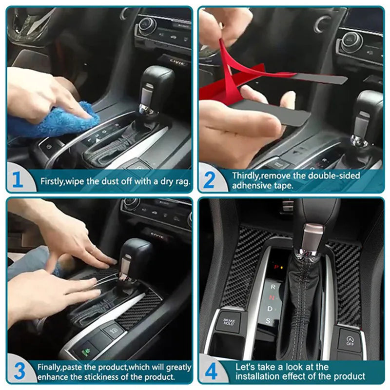 Car Carbon Fiber Interior Mouldings Decorative Stickers For Hyundai Veloster 2019 2020 2021 2022 Cover Trim Accessories