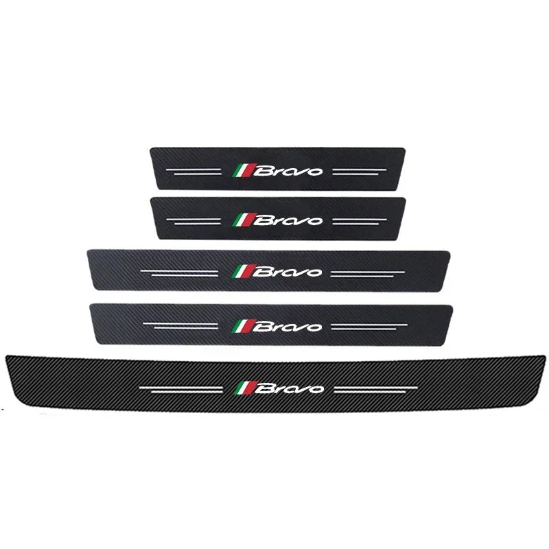 Car Interior for Fiat Bravo Logo  Door Sill Trunk Bumper Waterproof Decals Front Rear Threshold Stickers Strips Accessories